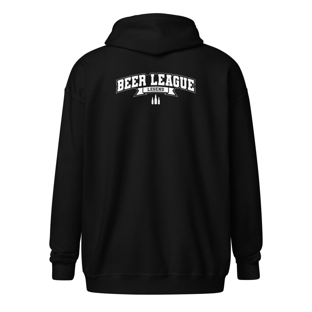 Beer League Legend - Unisex Heavy Blend Zip Hoodie Black S - BangerBay