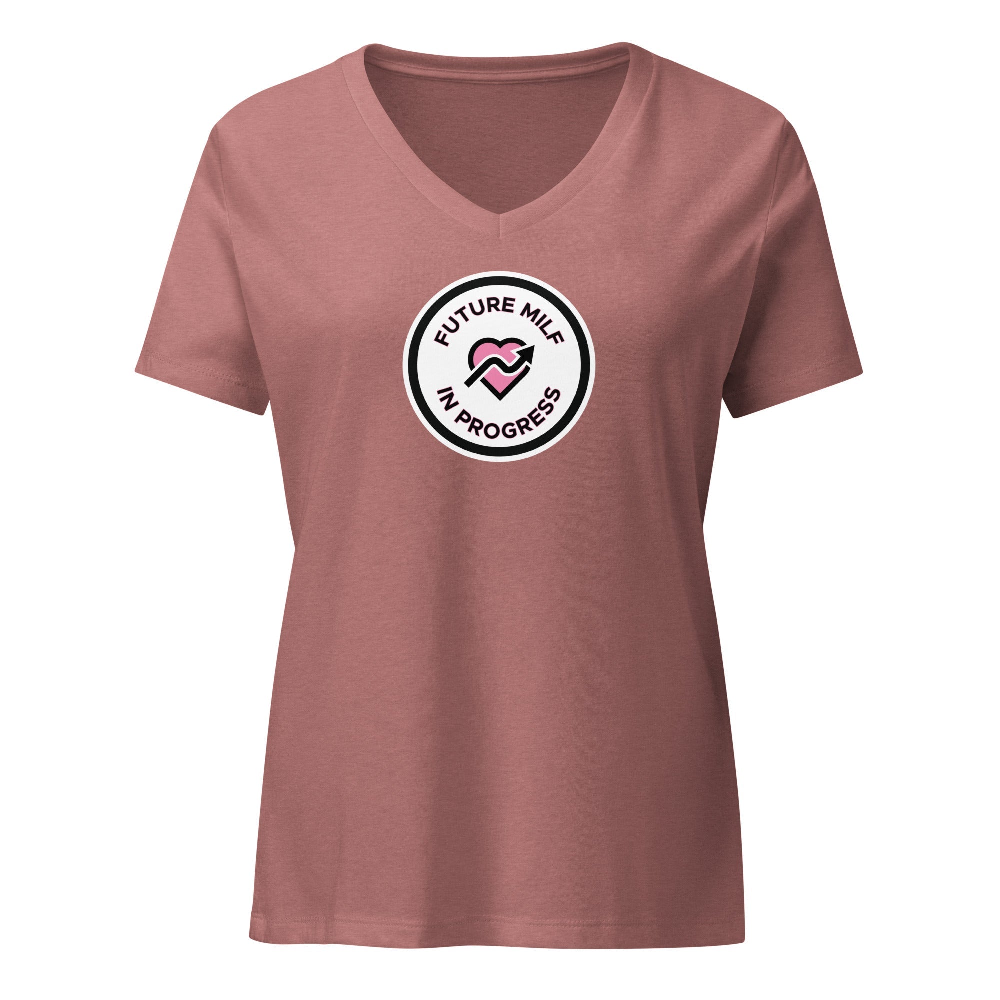 Future MILF in Progress - Women’s Relaxed V - Neck T-Shirt Heather Mauve S - BangerBay