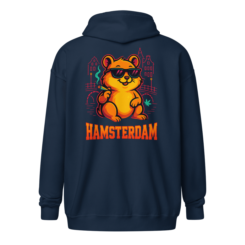Hamsterdam - Men's Heavyweight Zip Hoodie Black S - BangerBay
