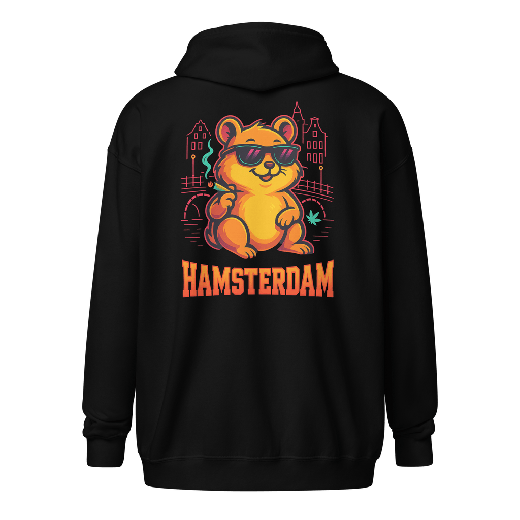 Hamsterdam - Men's Heavyweight Zip Hoodie Black S - BangerBay