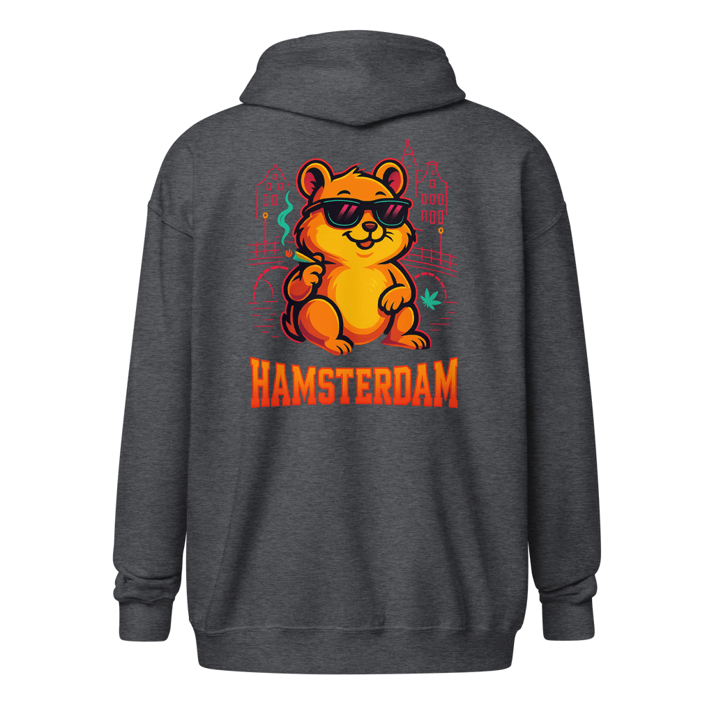 Hamsterdam - Men's Heavyweight Zip Hoodie Dark Heather S - BangerBay