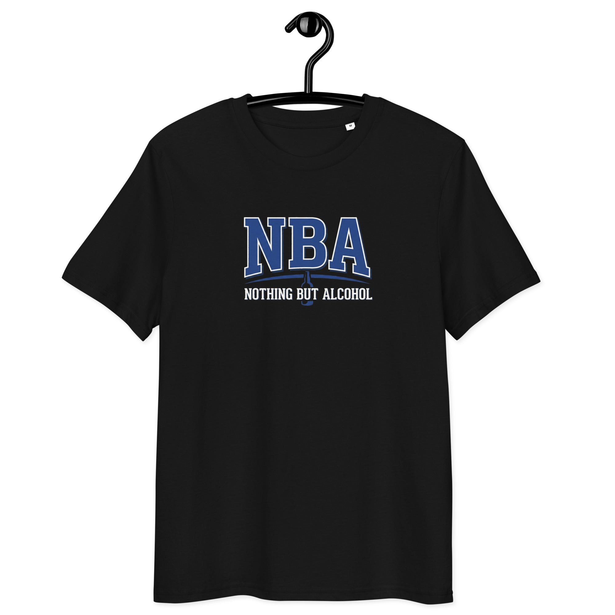 NBA (Nothing But Alcohol) - Unisex Organic Cotton T-Shirt Black S - BangerBay