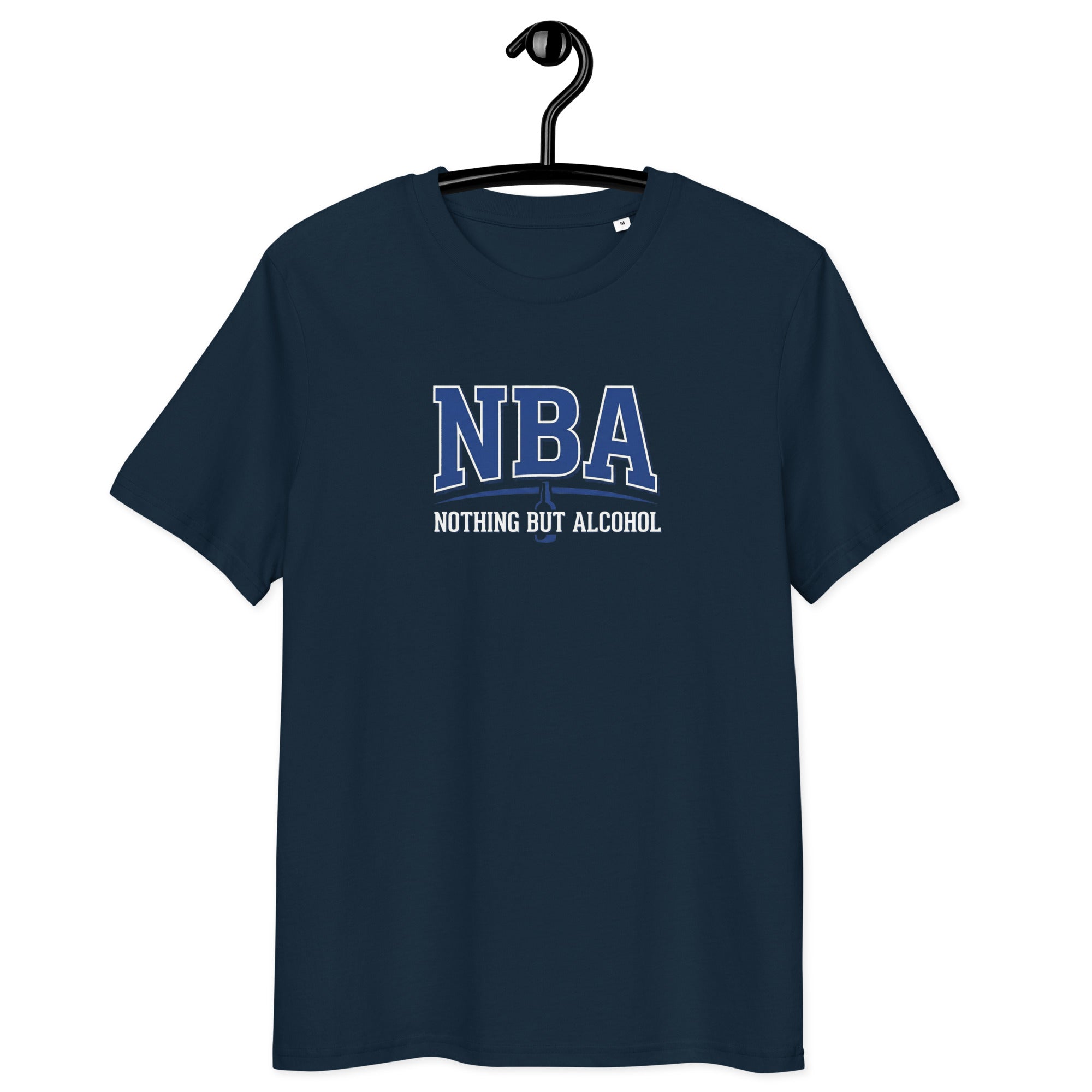 NBA (Nothing But Alcohol) - Unisex Organic Cotton T-Shirt French Navy S - BangerBay