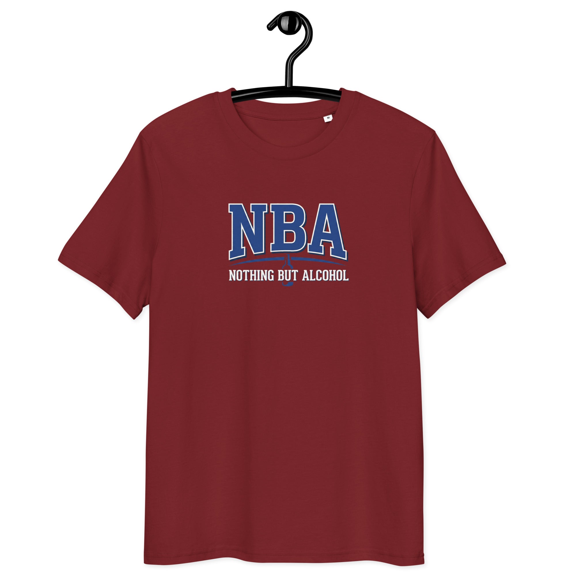 NBA (Nothing But Alcohol) - Unisex Organic Cotton T-Shirt Burgundy S - BangerBay