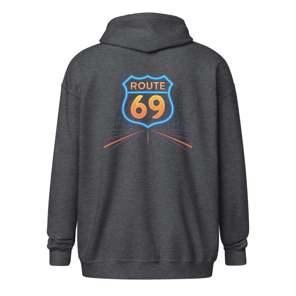 Route69 - Men's Heavyweight Zip Hoodie Black S - BangerBay