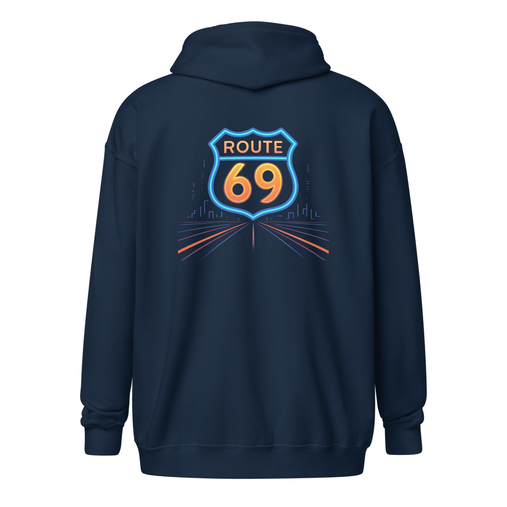 Route69 - Men's Heavyweight Zip Hoodie Black S - BangerBay