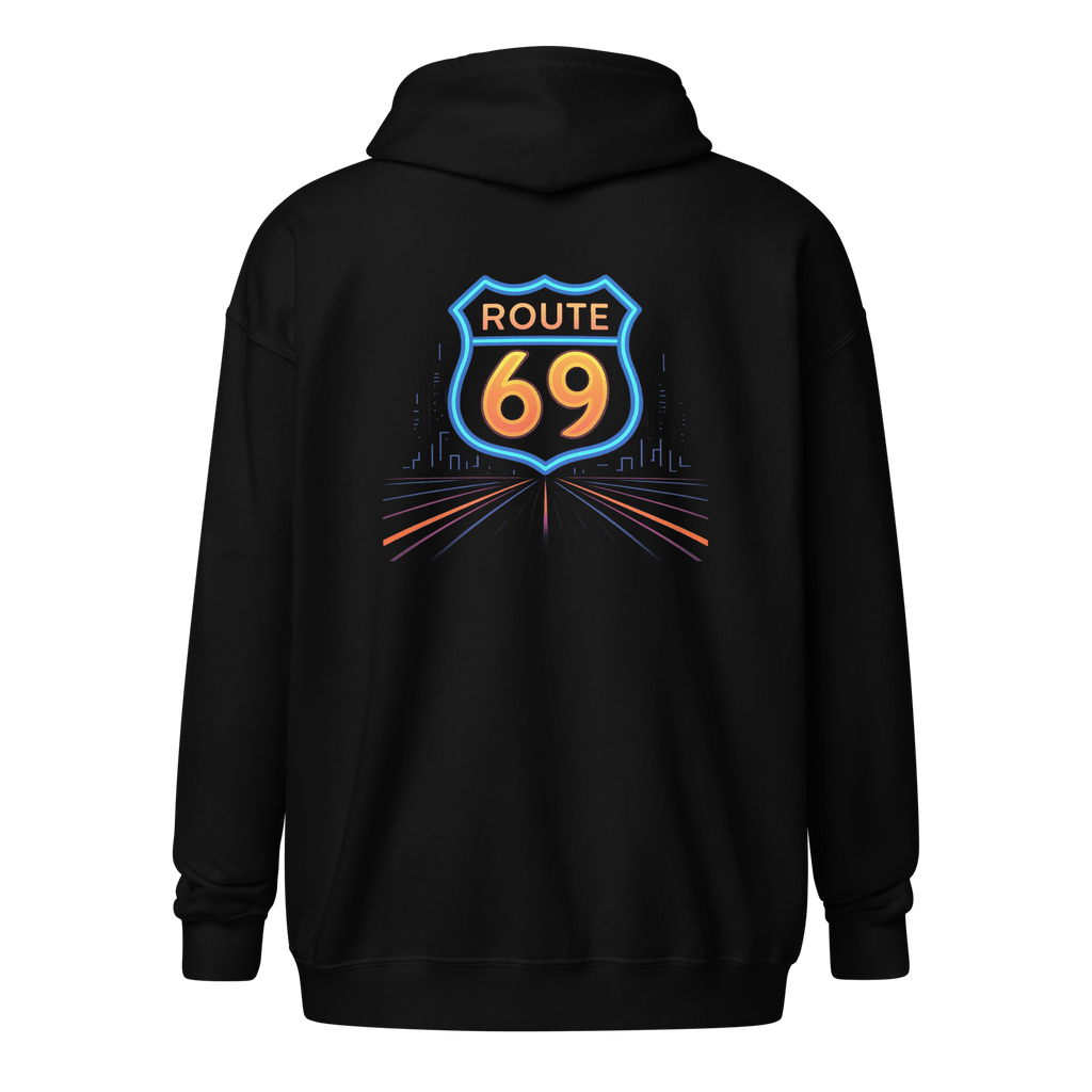 Route69 - Men's Heavyweight Zip Hoodie Black S - BangerBay