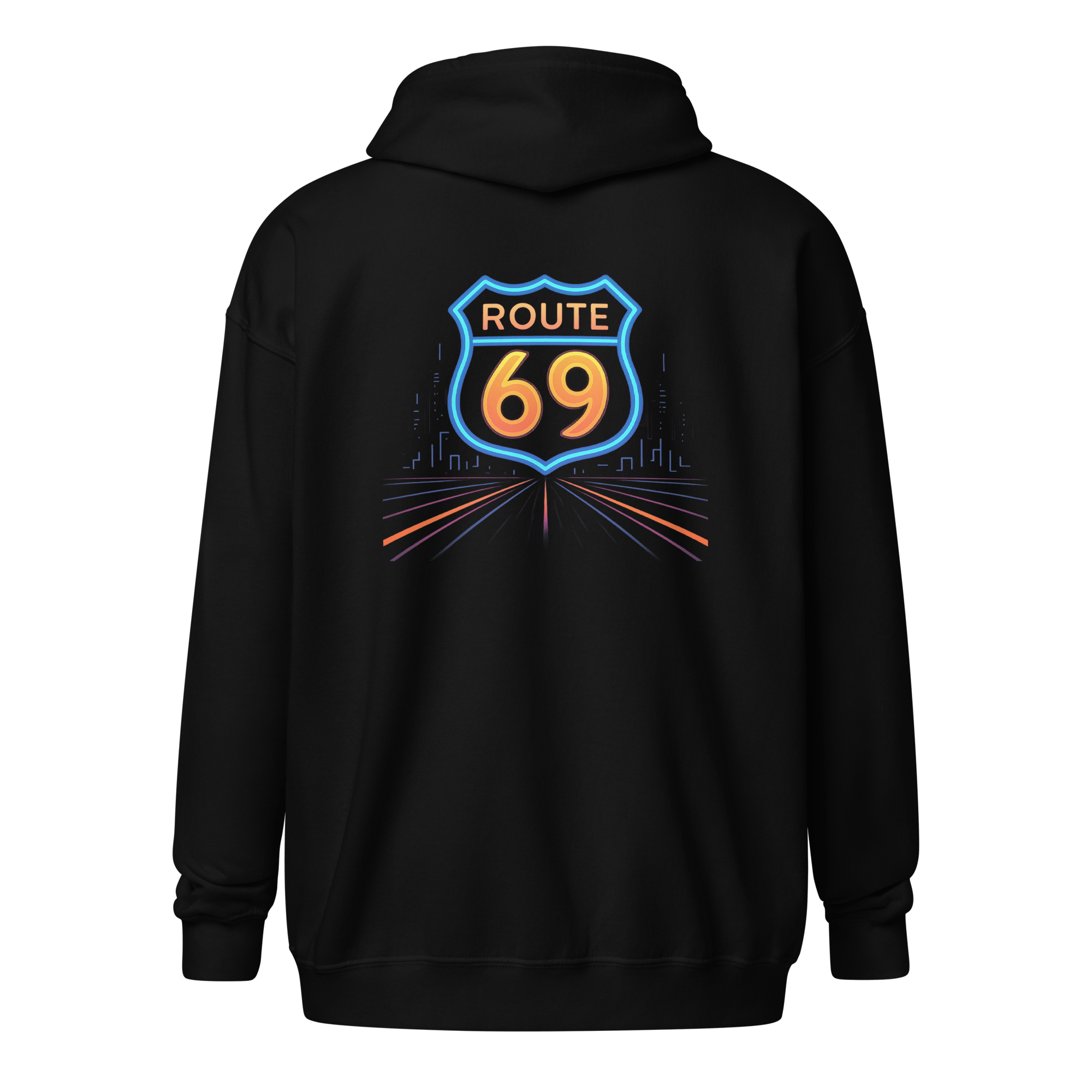 Route69 - Men's Heavyweight Zip Hoodie Black S - BangerBay