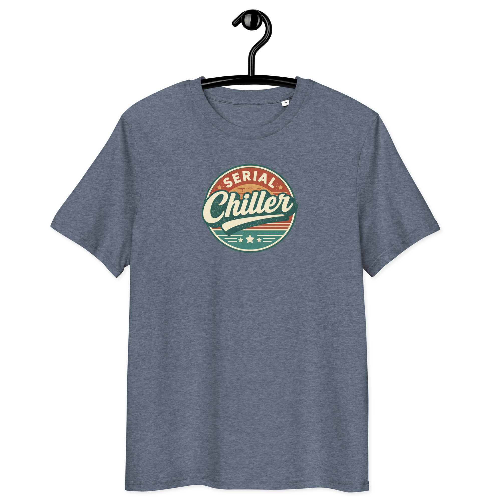 Serial Chiller - Unisex Organic Cotton T-Shirt Dark Heather Blue S - BangerBay