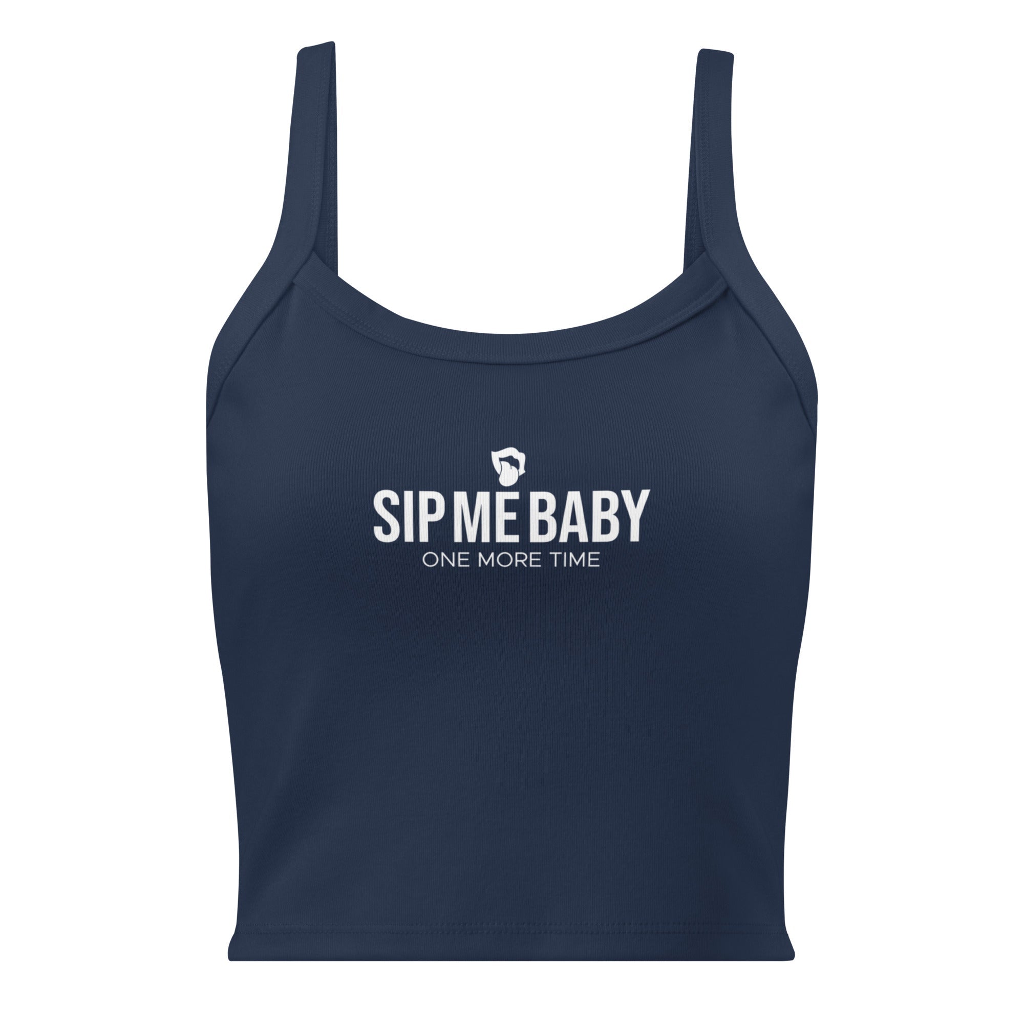 Sip Me Baby One More Time - Women’s Micro - Rib Tank Top Solid Navy Blend S - BangerBay