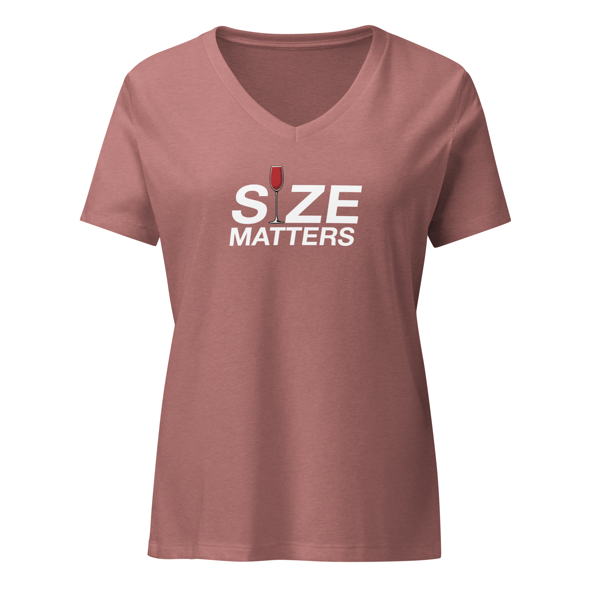 Size Matters - Women's Relaxed V - Neck T-Shirt Heather Mauve S - BangerBay