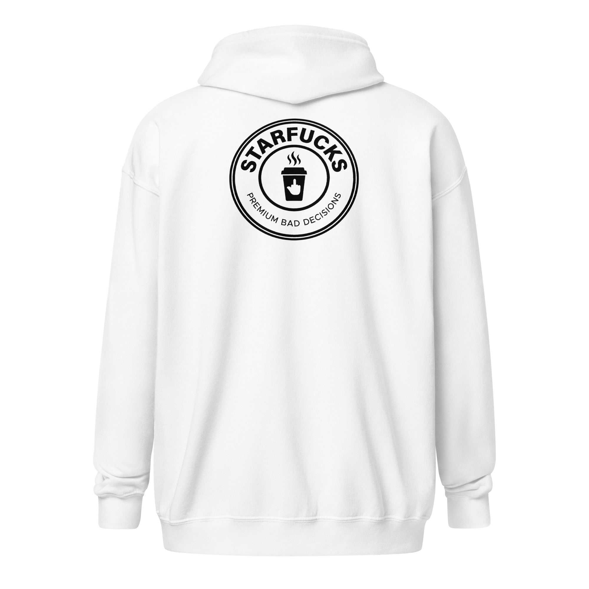 Starfucks - Men's Heavyweight Zip Hoodie White S - BangerBay