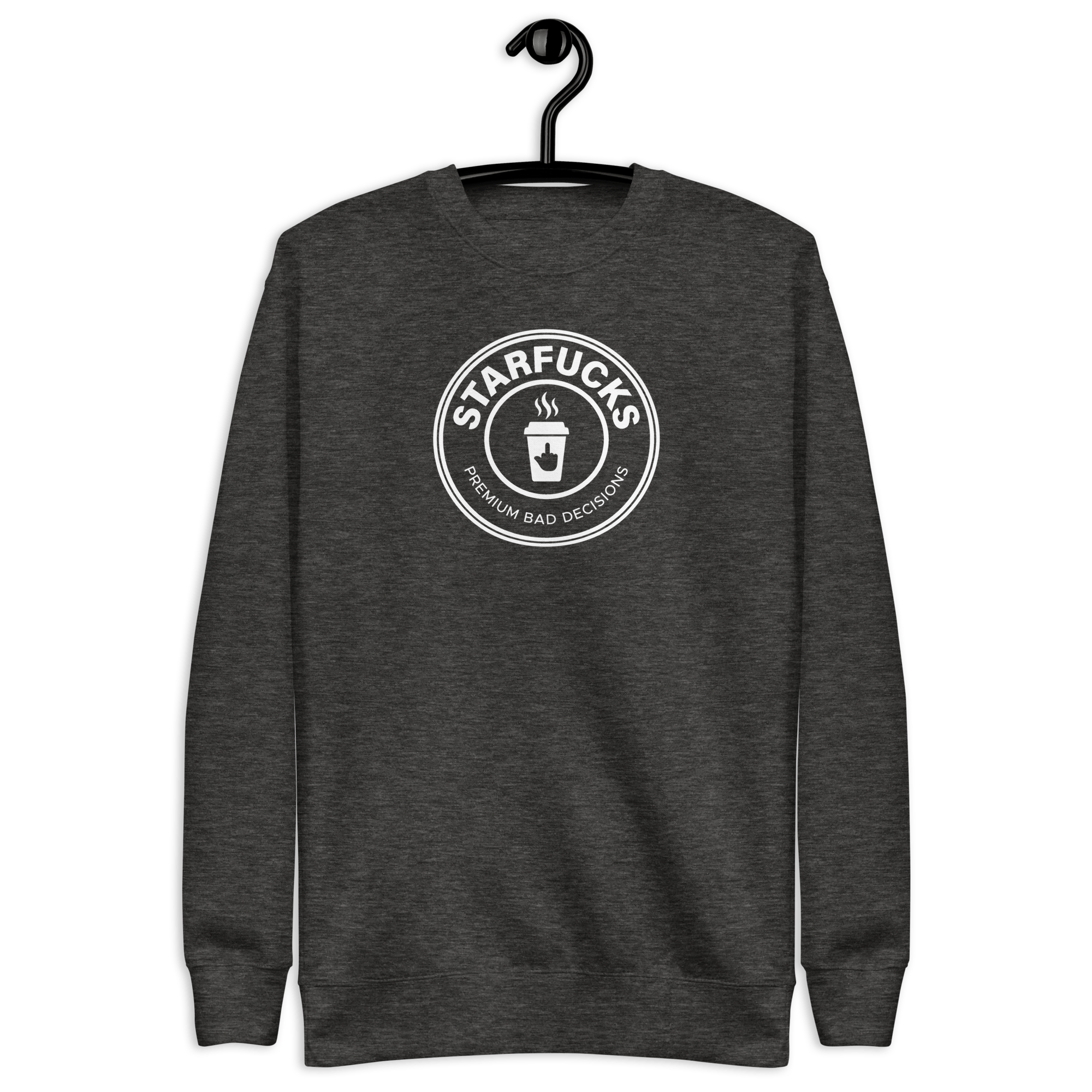 Starfucks - Unisex Premium Sweatshirt Charcoal Heather S - BangerBay