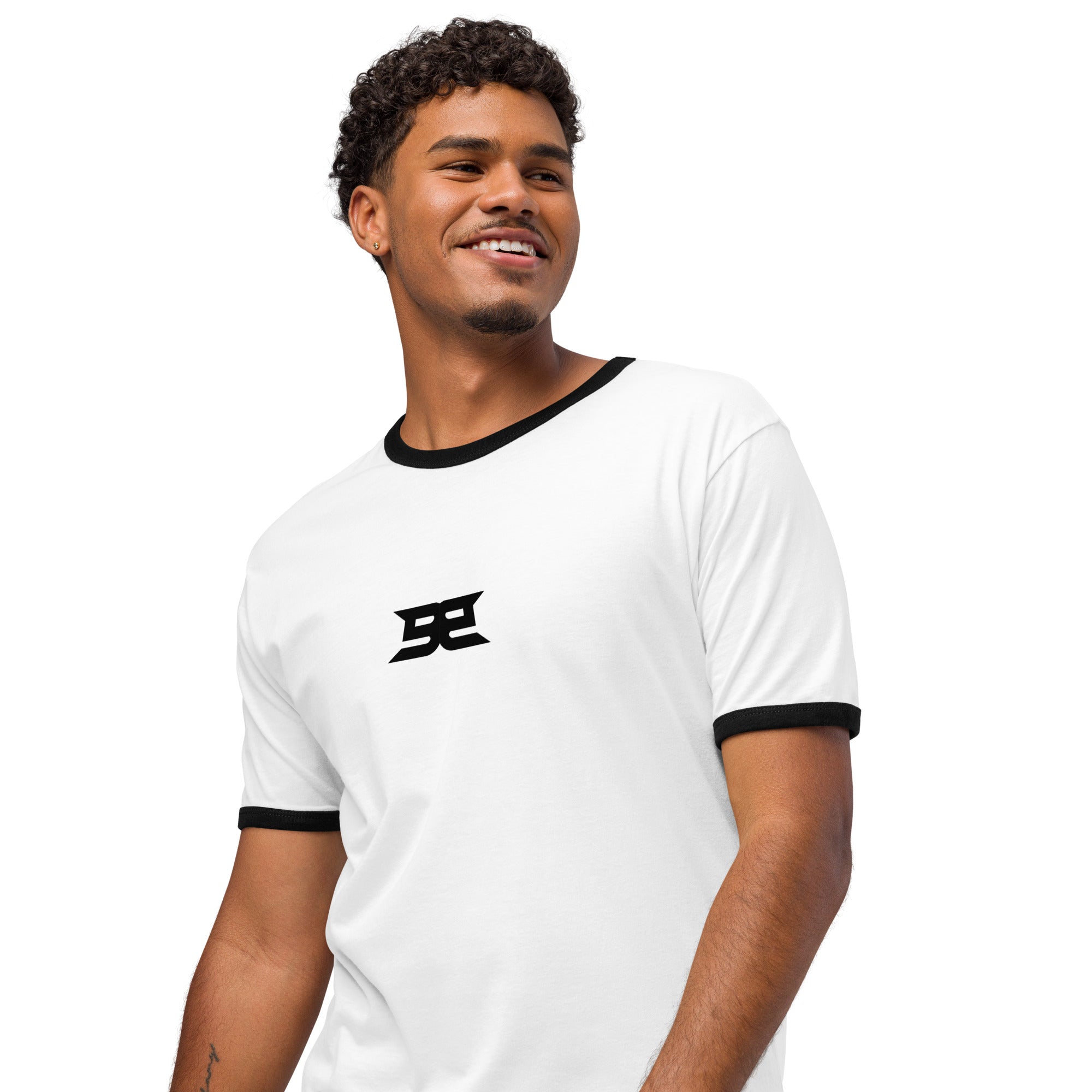 Unisex Ringer T-Shirt - Center Hit Heather Gray / Black S - BangerBay