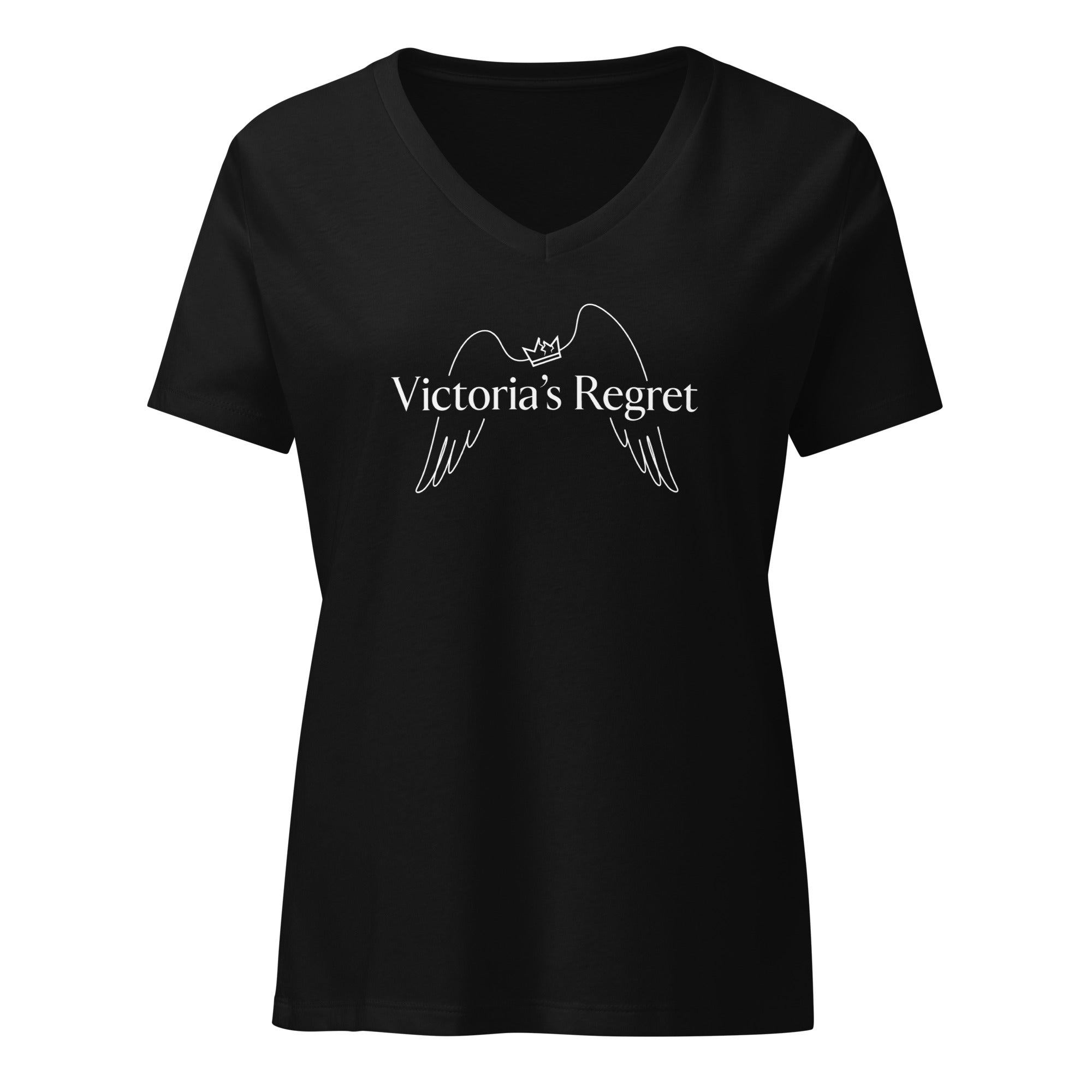 Victoria’s Regret - Women’s Relaxed V - Neck T-Shirt Solid Black Blend S - BangerBay