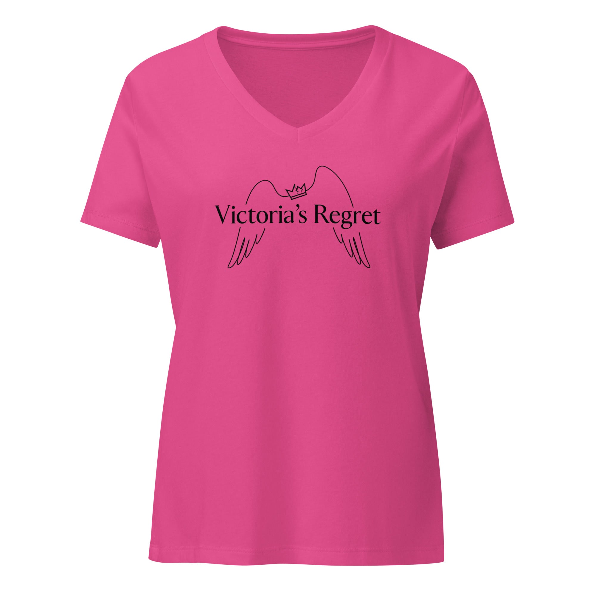 Victoria’s Regret - Women’s Relaxed V - Neck T-Shirt Berry S - BangerBay