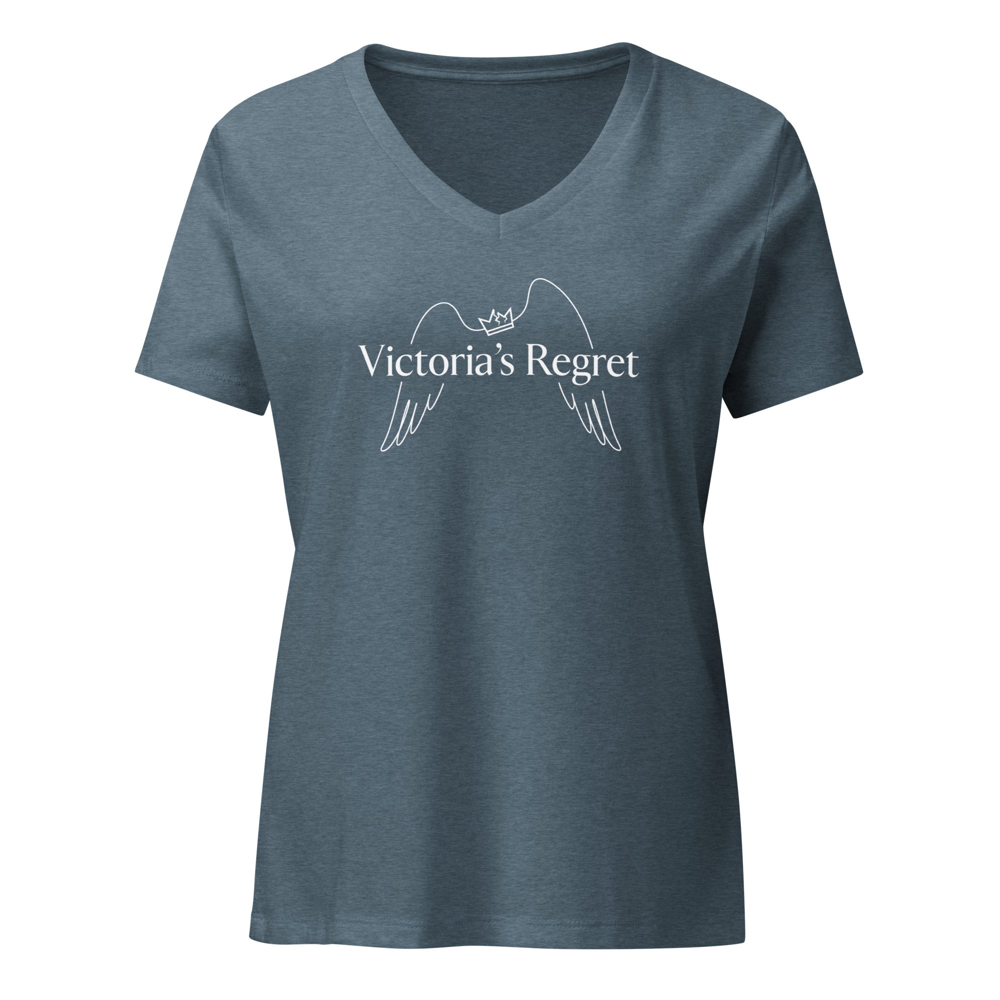 Victoria’s Regret - Women’s Relaxed V - Neck T-Shirt Heather Slate S - BangerBay