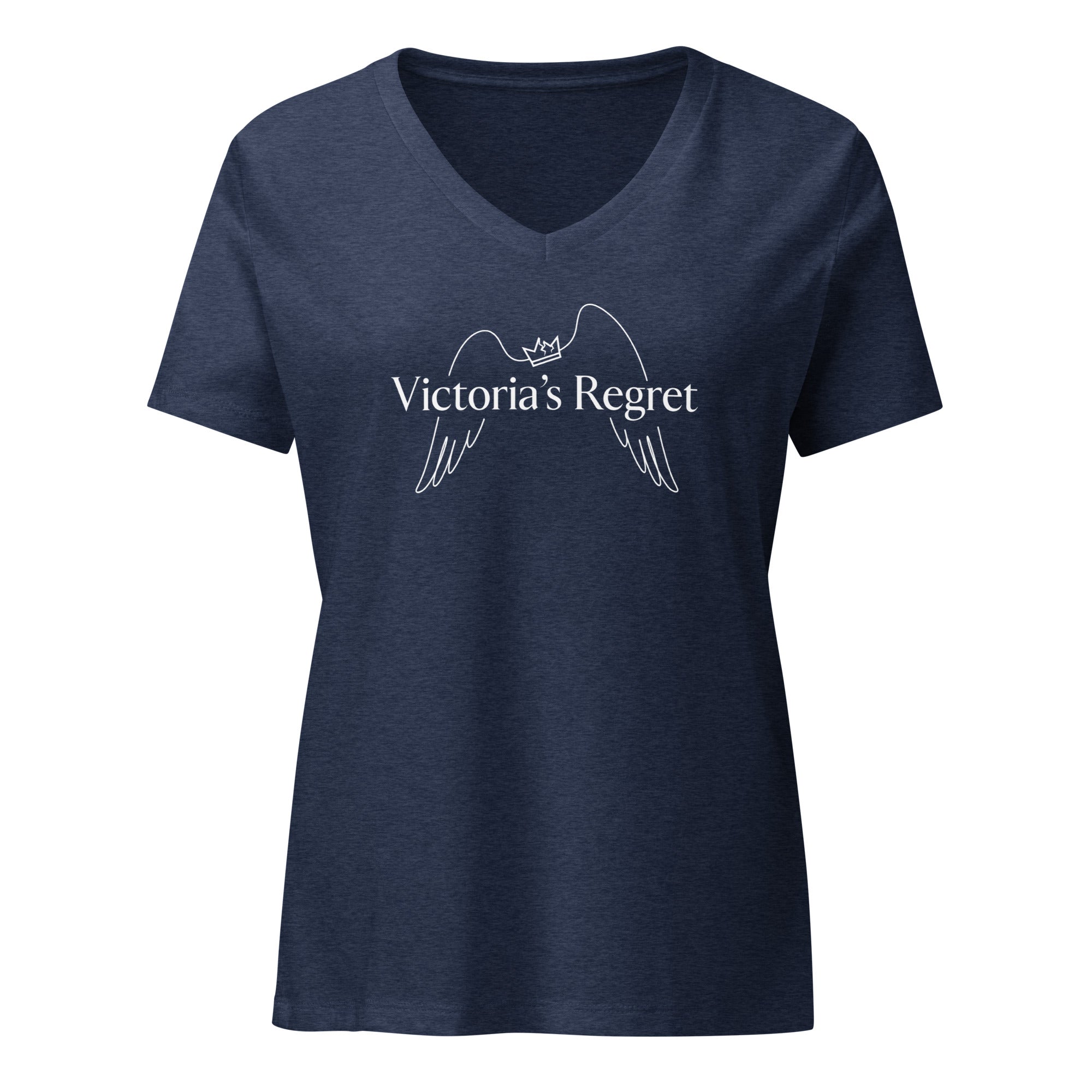 Victoria’s Regret - Women’s Relaxed V - Neck T-Shirt Heather Navy S - BangerBay