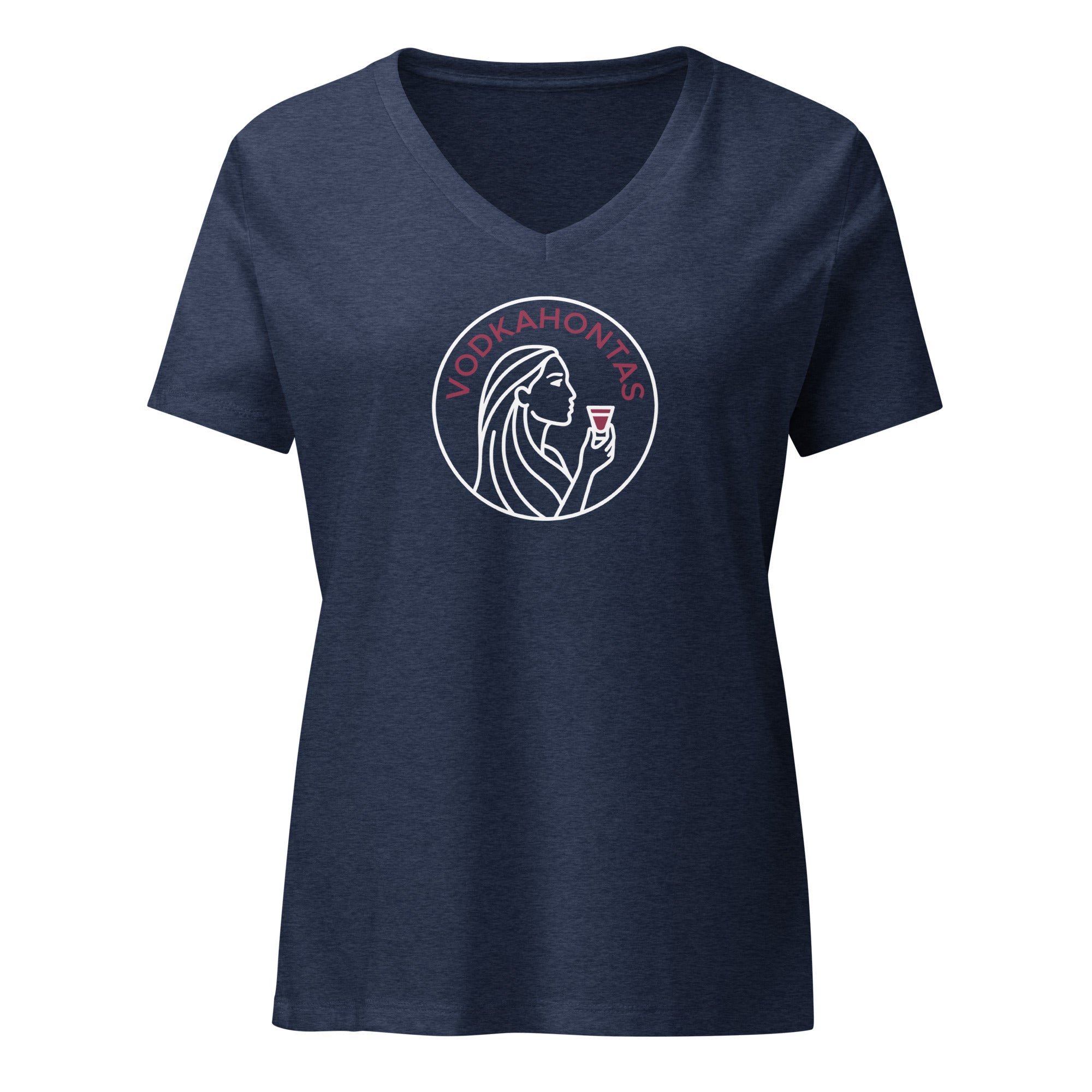 Vodkahontas - Women’s Relaxed V - Neck T-Shirt Heather Navy S - BangerBay