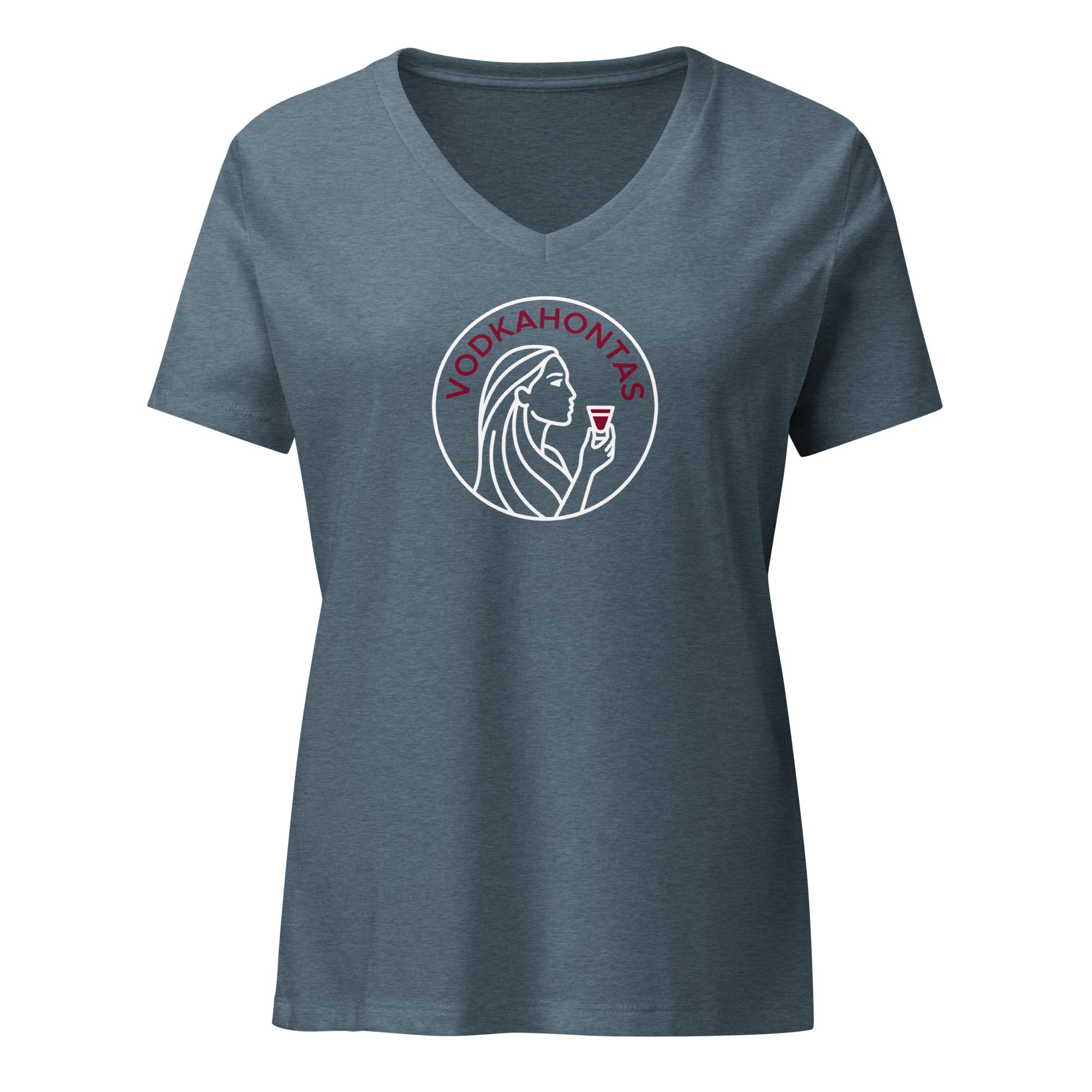 Vodkahontas - Women’s Relaxed V - Neck T-Shirt Heather Slate S - BangerBay