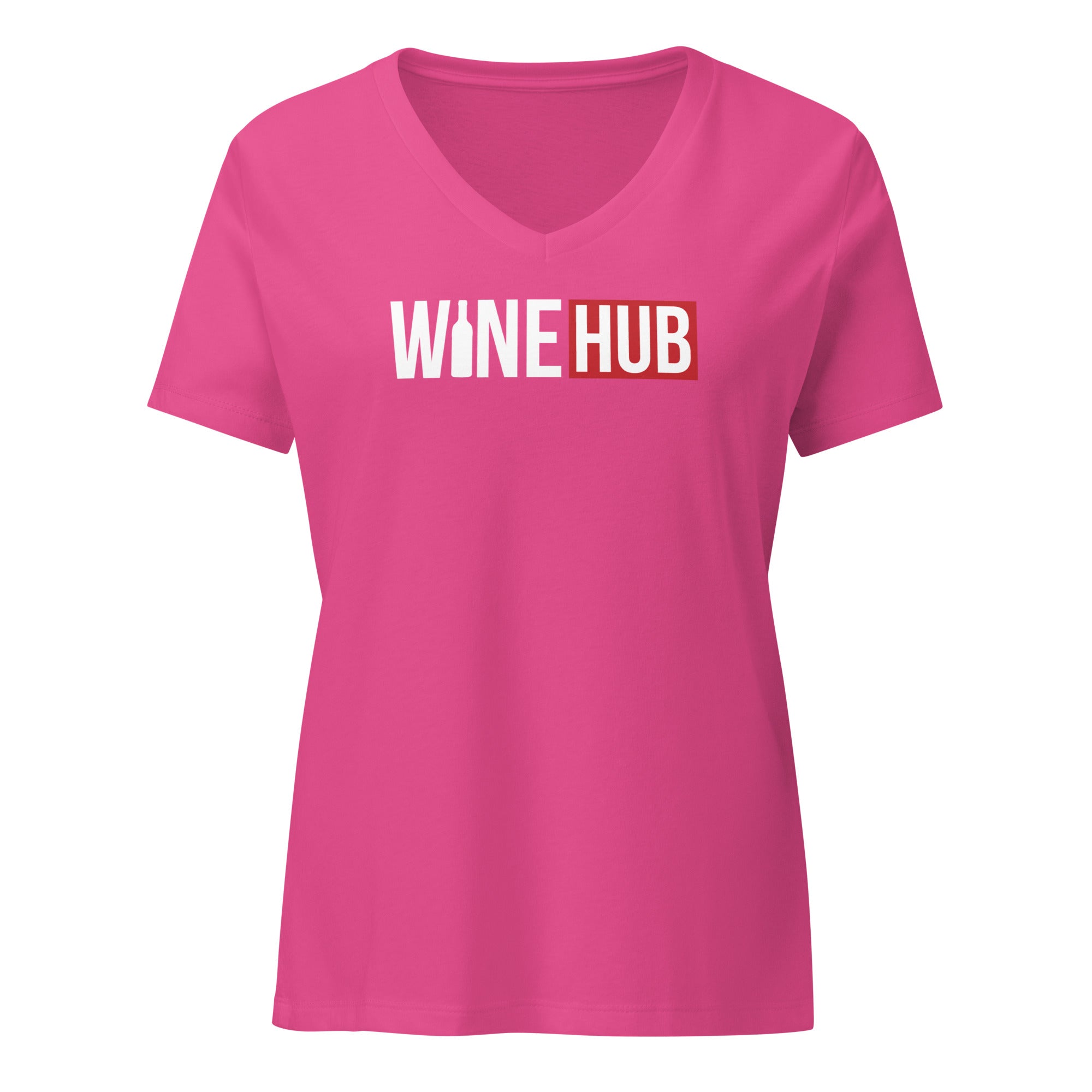 WineHub - Women’s Relaxed V - Neck T-Shirt Berry S - BangerBay