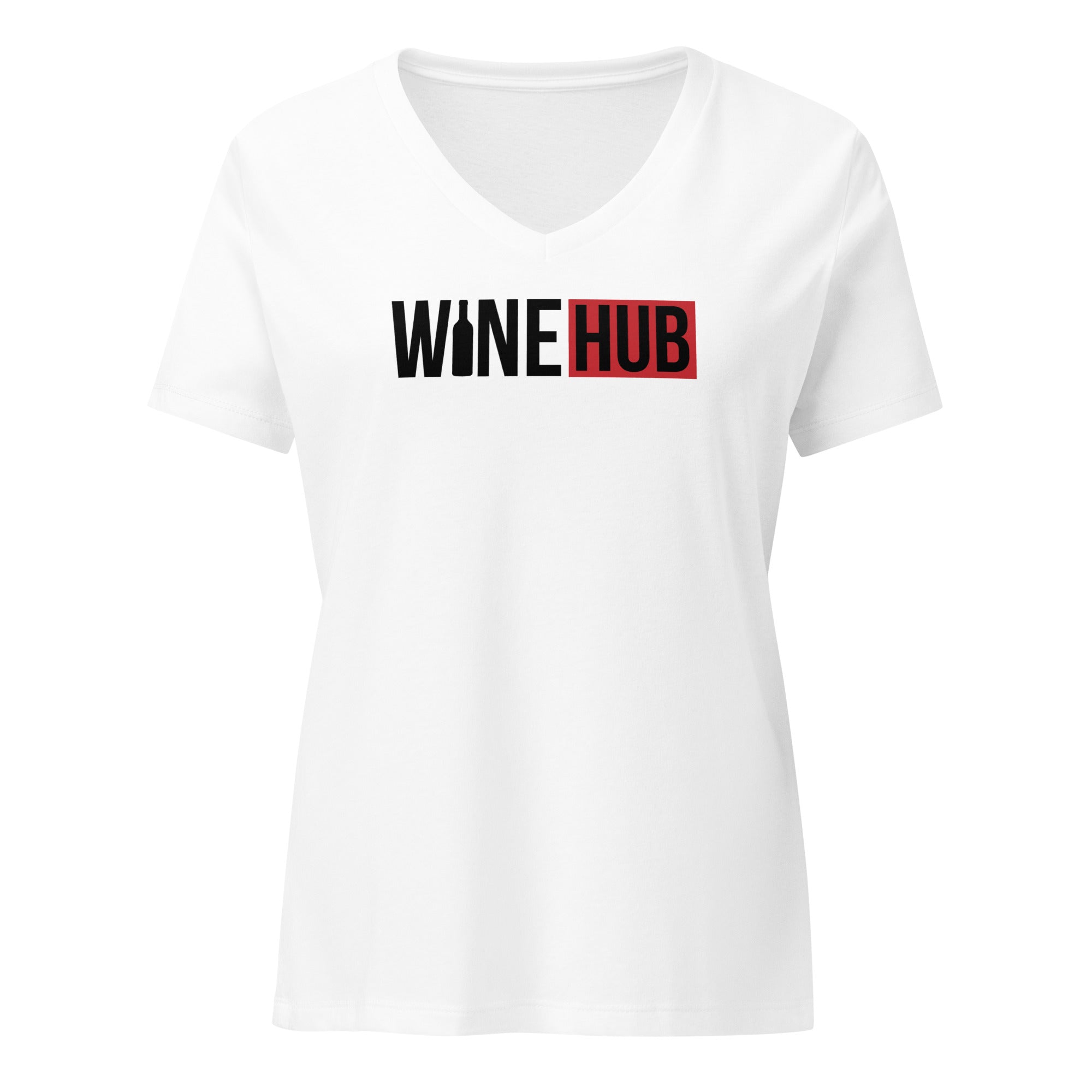 WineHub - Women’s Relaxed V - Neck T-Shirt Solid White Blend S - BangerBay