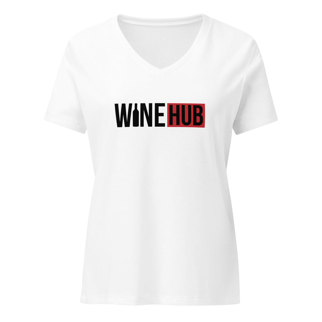 WineHub - Women’s Relaxed V - Neck T-Shirt Dark Grey Heather S - BangerBay