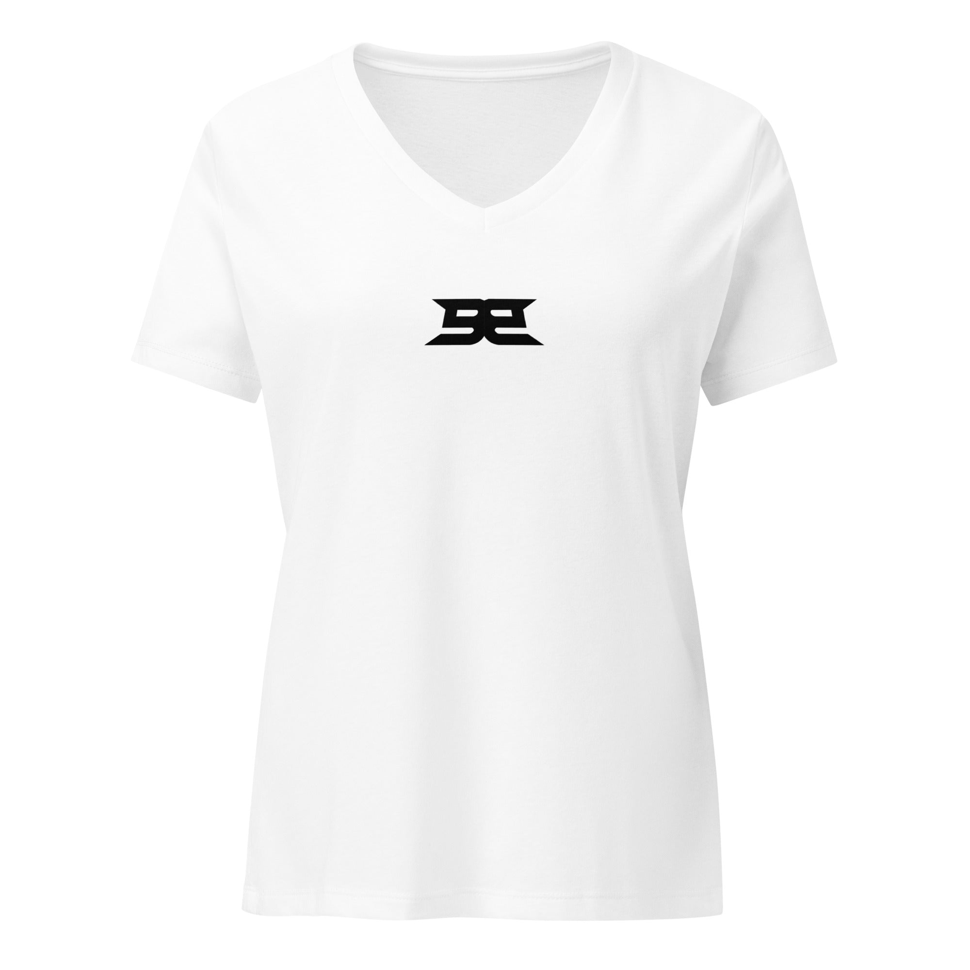 Women’s Relaxed V - Neck T-Shirt - Center Hit Solid White Blend S - BangerBay