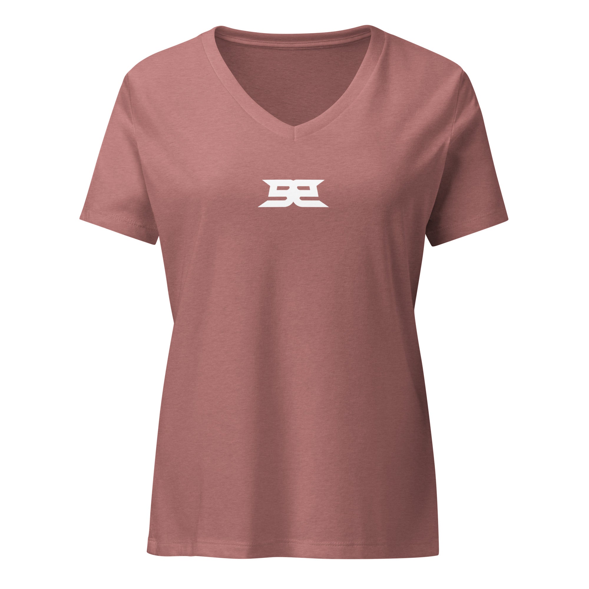 Women’s Relaxed V - Neck T-Shirt - Center Hit Heather Mauve S - BangerBay
